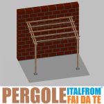 Pergola Da Giardino Addossata In Legno Di Pino Impregnato - Mt 2 X 3 X 2,5h - Con Supporti A Tassellare