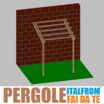 Pergola Da Giardino Addossata In Legno Di Pino Impregnato - Mt 2 X 3 X 2,5h - Con Supporti Ad Interrare