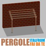 Pergola Da Giardino Addossata In Legno Di Pino Impregnato - Mt 2 X 4 X 2,5h - Con Supporti A Tassellare