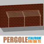 Pergola Da Giardino Addossata In Legno Di Pino Impregnato - Mt 2 X 6 X 2,5h - Con Supporti A Tassellare