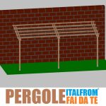 Pergola Da Giardino Addossata In Legno Di Pino Impregnato - Mt 2 X 6 X 2,5h - Con Supporti D Interrare