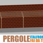 Pergola Da Giardino Addossata In Legno Di Pino Impregnato - Mt 2 X 8 X 2,5h - Con Supporti A Tassellare