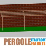 Pergola Da Giardino Addossata In Legno Di Pino Impregnato - Mt 2 X 8 X 2,5h - Con Supporti Ad Interrare