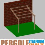 Pergola Da Giardino Addossata In Legno Di Pino Impregnato - Mt 3 X 3 X 2,5h - Con Supporti Ad Interrare