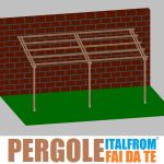 Pergola Da Giardino Addossata In Legno Di Pino Impregnto - Mt 3 X 6 X 2,5h - Con Supporti Ad Interrare