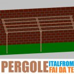 Pergola Da Giardino Addossata In Legno Di Pino Impregnato - Mt 3 X 8 X 2,5h - Con Supporti Ad Interrare