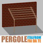 Pergola Da Giardino Addossata In Legno Di Pino Impregnato - Mt 4 X 4 X 2,5h - Con Supporti A Tassellare