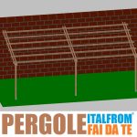 Pergola Da Giardino Addossata In Legno Di Pino Impregnato - Mt 4 X 8 X 2,5h - Con Supporti Ad Interrare