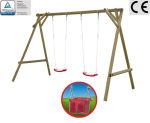 Altalena Da Giardino Per Bambini In Legno D' Abete Nordico - Italfrombaby05+Seggiolino 9-36 Mesi