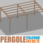 Pergola Da Giardino In Legno Di Pino Impregnato - Mt 4 X 6 X 2,5h - Con Supporti A Tassellare