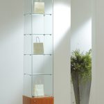 Vetrina Cristalli Temperati con Mobile e Faretti 40x40x220cm LL OF422M Made in Italy Colore Grigio