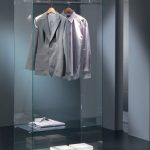 Vetrina 4 Faretti Led 4000K - Tubo Appendiabiti -93x53x200h - Cristalli Temperati Made in Italy