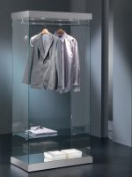 Vetrina 4 Faretti Led 4000K - Tubo Appendiabiti -93x53x200h - Cristalli Temperati Made in Italy