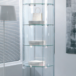 Vetrina in Cristallo Temperato 4 Ripiani Altezza 190 cm Diametro 70 cm Colore Silver