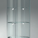 Vetrina Mezza Luna in Cristallo Temperato 4 Ripiani Altezza 190 cm Diametro 56 cm Colore Silver