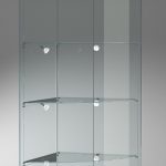 Vetrina Angolare in Cristallo Temperato 4 Ripiani (58x58X190) Colore Silver