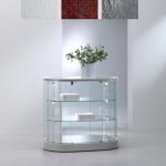 Banco Vetrina Ecopelle Ovale in Cristallo Temperato H 94 cm Colore Cromo