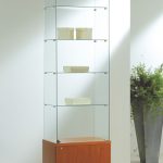 Vetrina Cristalli Temperati con Mobile e Faretti 60x40x220cm LL OF622M Made in Italy Colore Grigio