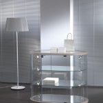 Banco Vetrina Ovale Laccato in Cristallo Temperato H 93 cm