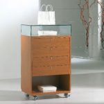 Banco Vetrina con 4 Cassetti e Bacheca 62X40X105cm LL OF6105B Colore Grigio