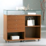 Banco Vetrina con 4 Cassetti, Vano a giorno e Bacheca 119X40X105cm LL OF12105B Colore Grigio