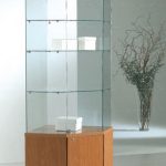 Vetrina Angolare Cristalli Temperati con Mobiletto 68x68xh180 cm LL OF718M Made in Italy Colore Grigio