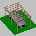 Carport Tettoia Per Auto In Legno Di Pino Impregnato - Mt 5 X 3 - Con Pali Ad Interrare