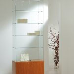 Vetrina Cristalli Temperati con Mobile e Faretti 80x40x220cm LL OF822M Made in Italy Colore Grigio