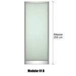 Modulo Iniziale/Finale Parete Divisoria In Alluminio E Vetro Satinato Con Finestra - H2550xl1000 mm - Colore Verde Mix Italfrom