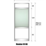 Modulo Iniziale/Finale Parete Divisoria In Alluminio E Vetro Satinato Luce E Bachelite Con Porta - H2550xl1000 mm - Colore Grigio Mix Italfrom