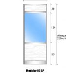 Modulo Continuativo Parete Divisoria In Vetro Trasparente Luce Alluminio E Perline Con Porta - H2550xl1000 mm Colore Grigio Mix - Italfrom