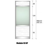 Modulo Continuativo Parete Divisoria In Alluminio E Vetro Satinato Perline Con Porta - H2550xl1000 mm - Colore Marrone Ral 8017 Italfrom