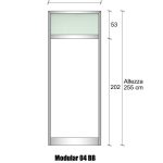 Modulo Iniziale/Finale Parete Divisoria In Alluminio E Vetro Satinato E Bachelite Con Finestra - H2550xl1000 mm - Colore Argento Ox Italfrom