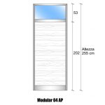 Modulo Continuativo Parete Divisoria In Vetro Trasparente Alluminio E Perline Con Porta - H2550xl1000 mm Colore Marrone Ral 8017 - Italfrom