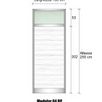 Modulo Iniziale/Finale Parete Divisoria In Alluminio E Vetro Satinato Perline Con Finestra - H2550xl1000 mm - Colore Argento Ox Italfrom