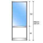 Modulo Iniziale/Finale Parete Divisoria In Vetro Trasparente Alluminio E Bachelite Con Finestra Colore Verde Mix - H2550xl1000 mm - Italfrom