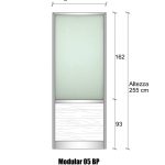 Modulo Iniziale/Finale Parete Divisoria In Alluminio E Vetro Satinato Perline Con Porta - H2550xl1000 mm - Colore Marrone Mix Italfrom