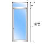 Modulo Iniziale/Finale Parete Divisoria In Vetro Trasparente Luce Alluminio E Bachelite Con Porta - H2550xl1000 mm - Colore Argento Ox Italfrom