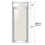 Modulo Iniziale/Finale Parete (Telaio In Vari Colori Indicati Nella Descrizione) Divisoria In Alluminio Vetro Opale E Bachelite (Colore Marrone Mix) 2 Traverse - H2550xl1000 mm - Italfrom