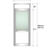 Modulo Iniziale/Finale Parete Divisoria In Alluminio E Vetro Satinato Con Porta - H2550xl1000 mm - Colore Argento Ox Italfrom