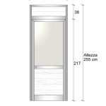 Modulo Continuativo Parete Divisoria In Vetro Trasparente Alluminio E Perline Con Porta - H2550xl1000 mm Colore Bianco Puro Ral 9010 - Italfrom