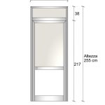 Modulo Continuativo Parete Divisoria In Alluminio Vetro Opale E Bachelite 1 Traversa Alta - H2550xl1000 mm - Colore Grigio Mix Italfrom