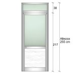 Modulo Continuativo Parete Divisoria In Alluminio Vetro E Luce Opale E Perline Con Porta - H2550xl1000 mm - Colore Verde Mix Italfrom