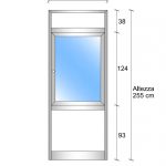 Modulo Continuativo Parete Divisoria In Vetro Trasparente E Alluminio Con Finestra - H2550xl1000 mm Colore Marrone Ral 8017 - Italfrom