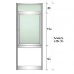 Modulo Continuativo Parete Divisoria In Alluminio Vetro E Luce Opale E Bachelite Con Finestra - H2550xl1000 mm - Colore Marrone Ral 8017 Italfrom