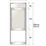 Modulo Iniziale/Finale Parete Divisoria In Alluminio Vetro Opale Con Porta - H2550xl1000 mm - Colore Bianco Puro Ral 9010 Italfrom