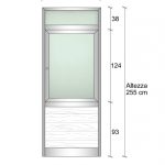 Modulo Iniziale/Finale Parete Divisoria In Alluminio Vetro E Luce Opale E Perline Con Porta - H2550xl1000 mm - Colore Verde Mix Italfrom