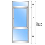 Modulo Iniziale/Finale Parete Divisoria In Vetro Trasparente Luce Alluminio E Bachelite Con Finestra - H2550xl1000 mm -Colore Marrone Mix Italfrom