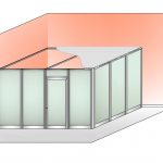 Box Modulare 2 Lati In Alluminio E Vetro Satinato E Copertura - 4x3 M Colore Bianco Puro Ral 9010 - Italfrom