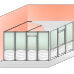 Box Modulare 2 Lati In Alluminio Vetro Satinato E Perline E Copertura - 4x3 M Colore Argento Ox - Italfrom